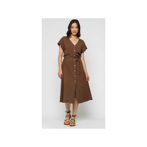 Orb Melanie Button Front Midi Dress